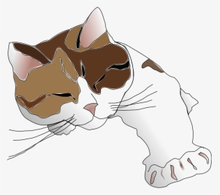Sleepy Calico Cat Clipart - Free Cat Images Vector, HD Png Download, Transparent PNG