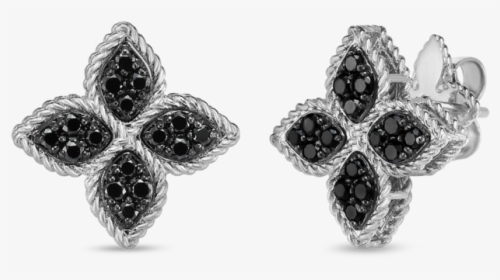 Princess 18k White Gold Black Diamond Flower Studs - Earring, HD Png Download, Transparent PNG