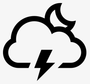 Cloud Lightning Moon - Cloud With Lightning Icon, HD Png Download, Transparent PNG