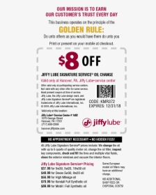 $8 Off Jiffy Lube Signature Service Oil Change , Png - Jiffy Lube Coupons, Transparent Png, Transparent PNG