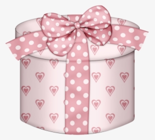 Open Christmas Present Box Png Pink Hearts Round Gift - Pink Gift Box Clip Art, Transparent Png, Transparent PNG