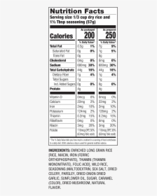 Nutrition Facts Long Grain & Wild Seasoned Rice - Nutrition Facts, HD Png Download, Transparent PNG