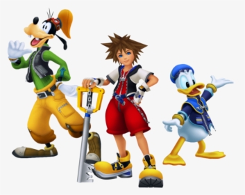 Sora Donald Goofy Kingdom Hearts - Kingdom Hearts 1 Sora Donald And Goofy, HD Png Download, Transparent PNG