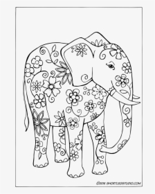 Flower Elephant - Coloring Sheets Elephant, HD Png Download, Transparent PNG