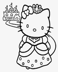 Hello Kitty And A Nice Castle Coloring Page - Free Printable Barbie Princess Coloring Pages, HD Png Download, Transparent PNG