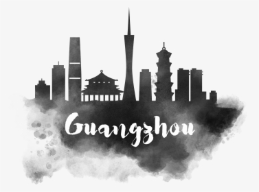 Guangzhou Skyline Watercolor Painting Silhouette - Guangzhou Logo, HD Png Download, Transparent PNG