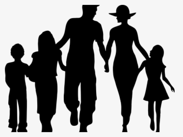 People Silhouette Clipart Transparent Background - Silhouette Family Of 5, HD Png Download, Transparent PNG