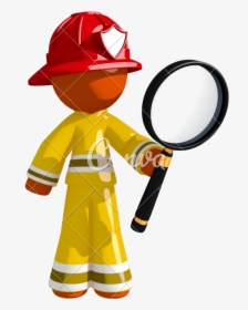 Orange Man Firefighter Looking Through Photos By - Stock Photography, HD Png Download, Transparent PNG