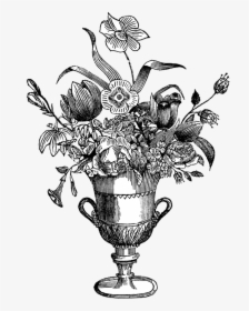 Vintage Flower Vase Black And White, HD Png Download, Transparent PNG