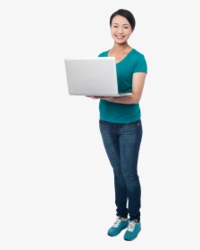 Girl With Laptop Png, Transparent Png, Transparent PNG