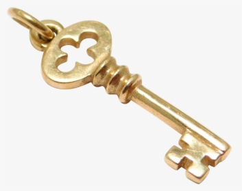 14k Yellow Gold Key Charm Just Andersen Estate Vintage - Gold Key Png, Transparent Png, Transparent PNG