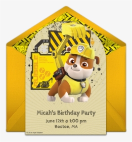 Rubble Paw Patrol Invitation, HD Png Download, Transparent PNG