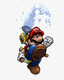 Mario And Fludd Super Mario Sunshine, Super Mario Bros, - Cartoon, HD Png Download, Transparent PNG