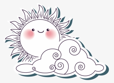 Transparent Sun And Clouds Clipart - Clouds With Sun Drawing Png, Png Download, Transparent PNG