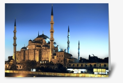 Blue Mosque At Twilight Greeting Card - Mosque, HD Png Download, Transparent PNG
