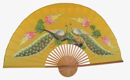 Chinese Hand Painted Peacock Fan Bamboo Frame Found - Peafowl, HD Png Download, Transparent PNG