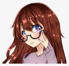 Anime Girl With Brown Hair And Glasses, HD Png Download, Transparent PNG