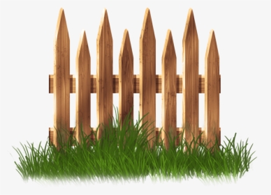 Wooden Garden Fence With Grass Png Clipart - Wooden Fence Transparent Art, Png Download, Transparent PNG