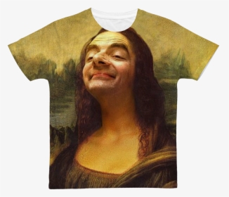 Mr Bean S Face On The Mona Lisa ﻿classic Sublimation - Mona Lisa Painting Funny, HD Png Download, Transparent PNG
