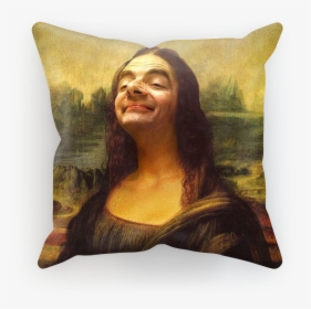 Mr Bean S Face On The Mona Lisa ﻿sublimation Cushion - Rowan Atkinson Mona Lisa, HD Png Download, Transparent PNG