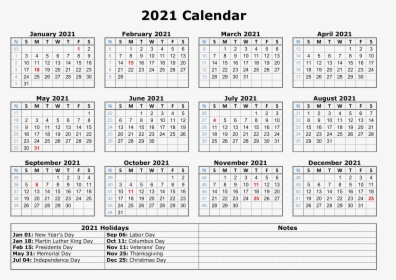 Calendar 2021 Png Photo - Free Printable 2021 Calendar With Holidays, Transparent Png, Transparent PNG