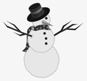 Snowman, Winter, Snow, Twigs, Buttons, Carrot, Scarf - Snowman Clipart, HD Png Download, Transparent PNG