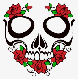 Skull And Roses Clipart - Transparent Background Sugar Skull Transparent, HD Png Download, Transparent PNG