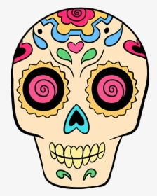 How To Draw A Sugar Skull Step - Dia De Los Muertos Skull Drawing, HD Png Download, Transparent PNG