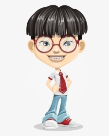 Asian School Boy Cartoon Vector Character Aka Jeng - Chinese Boy Cartoon Characters, HD Png Download, Transparent PNG