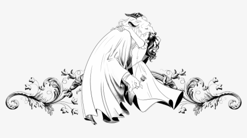 Beauty And The Beast - Beauty And The Beast Line Drawing, HD Png Download, Transparent PNG