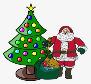 X Mas Tree Png - Santa Claus And Christmas Tree, Transparent Png, Transparent PNG