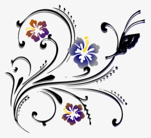 Transparent Scroll Png Image - Butterfly And Flower Vector Png, Png Download, Transparent PNG