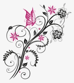 Butterfly Floral Flower Ornament Download Hq Png Clipart - Flower And Butterflies Vector, Transparent Png, Transparent PNG