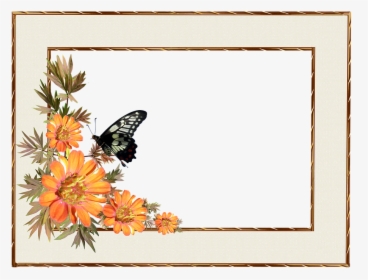 Frame, Border, Flowers, Butterfly, Decorative - Border Flower Frames Clipart, HD Png Download, Transparent PNG