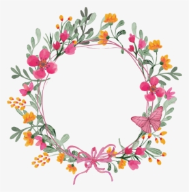 Transparent Clipart Flowers And Butterflies Png - Flower Wreath Clip Art Free, Png Download, Transparent PNG