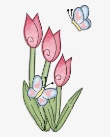 Flower Butterfly Clipart Free Downl - Drawing Butterfly With Flowers, HD Png Download, Transparent PNG