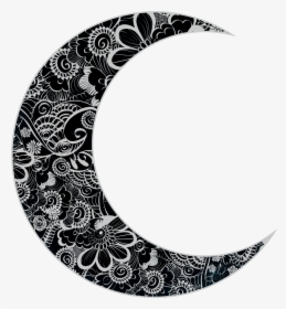 Floral Crescent Moon - Crescent Moon With Design, HD Png Download, Transparent PNG
