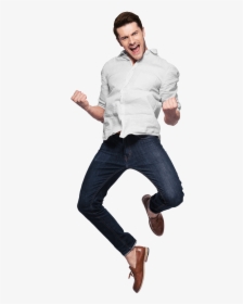 A Young Man Jumps Up With Both His Legs, His Hands - Young Man Jumping Png, Transparent Png, Transparent PNG