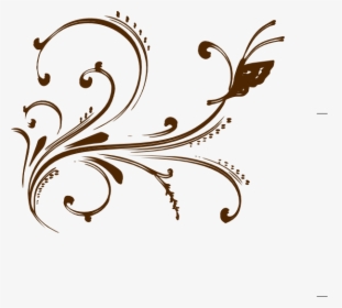 Brown Floral Design With Butterfly Svg Clip Arts - Flower Design Vector Black And White, HD Png Download, Transparent PNG