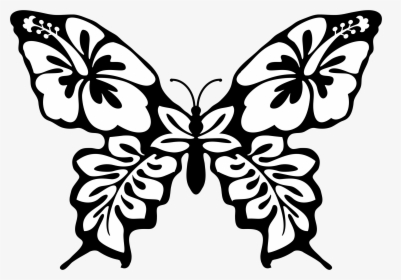 Transparent Butterfly Clip Art - Butterfly Flower Line Art, HD Png Download, Transparent PNG