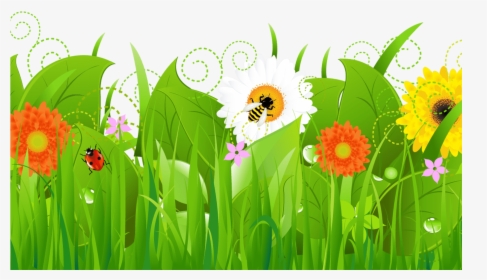 Transparent Vegetable Garden Border Clipart - Grass With Flowers Clipart, HD Png Download, Transparent PNG