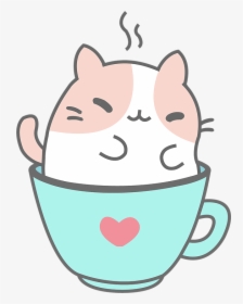 Cup,cartoon,teacup,clip Art,nose,head,coffee - Kawaii Kitty Cat, HD Png Download, Transparent PNG