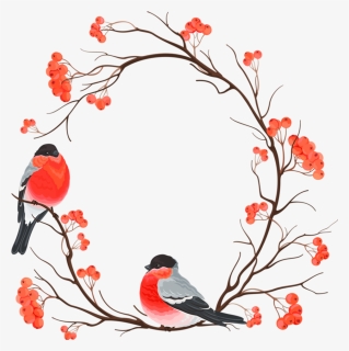 #birds #branches #leaves #fall #autumn #wreath #frame - Transparent Bird Border, HD Png Download, Transparent PNG