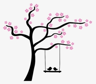 Lovebirds Lovebird Love Loves Lovely Tree Trees - Wall Art Of Tree, HD Png Download, Transparent PNG