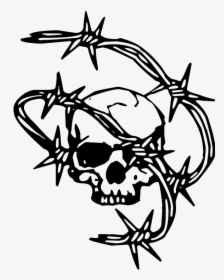 Skull And Barbed Wire Clipart - Skull And Barbed Wire, HD Png Download, Transparent PNG