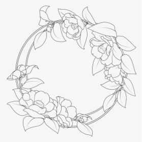 Flower Camellia Vector Artwork Border Round - Round Flower Border Design, HD Png Download, Transparent PNG