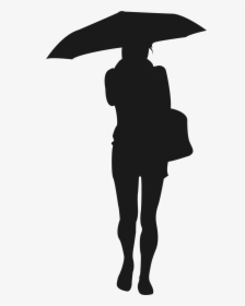 Silhouette Scalable Vector Graphics Woman Icon - Silhouette Of Guy Under Umbrella, HD Png Download, Transparent PNG