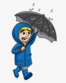 Rain Beautiful Man Walking In The Cartoon Clipart Vector - Walking In The Rain Clipart, HD Png Download, Transparent PNG