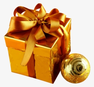Gold Christmas Gift Transparent Background - Christmas Gifts Transparent Background, HD Png Download, Transparent PNG
