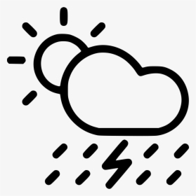Cloud Rain Rainfall Thunder Daytime Lightning Sun - Sun And Thunder Clipart Black And White, HD Png Download, Transparent PNG